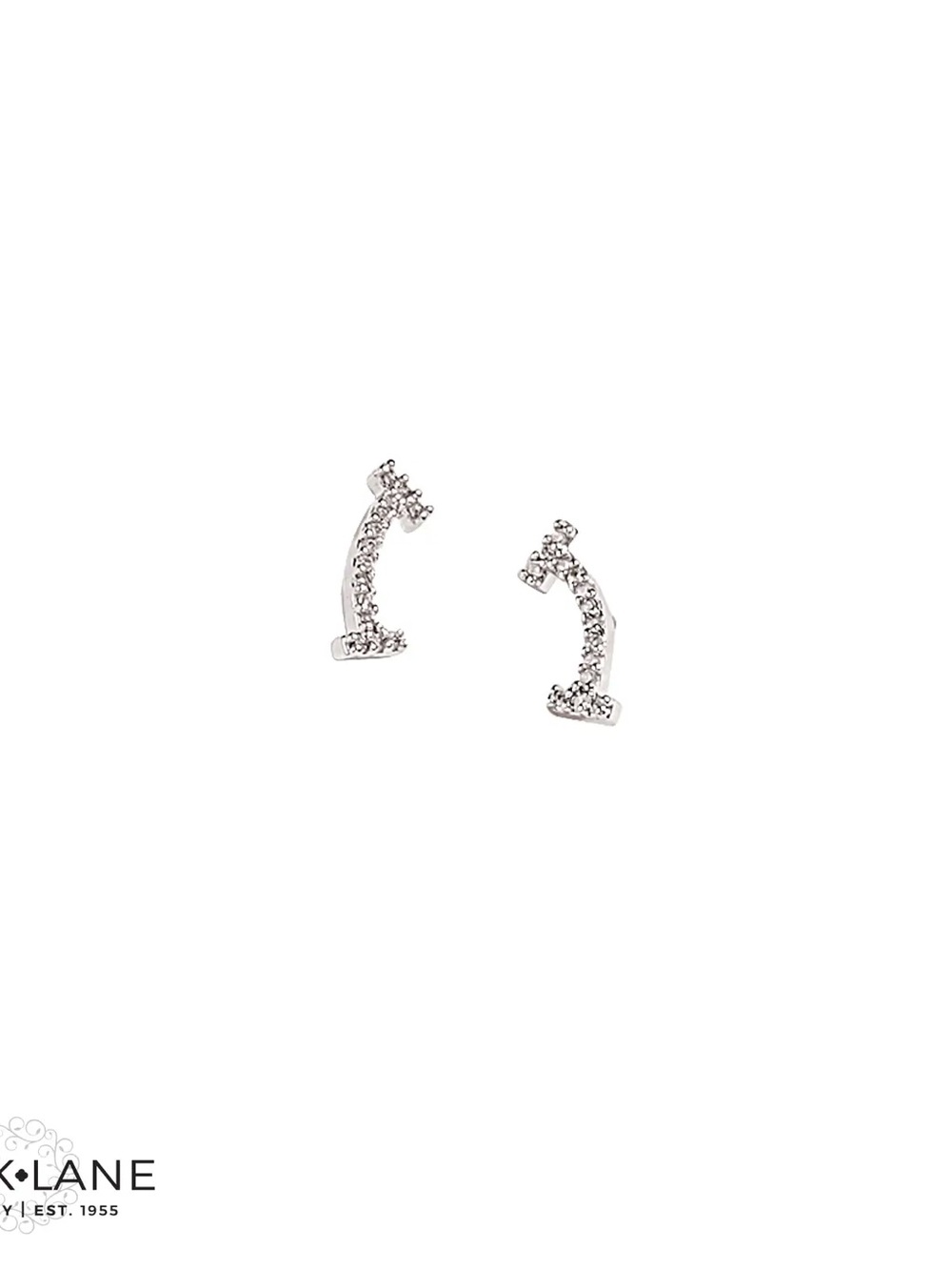HAPPY Earrings | Silver Crystal Curved Bar Earrings | NEW